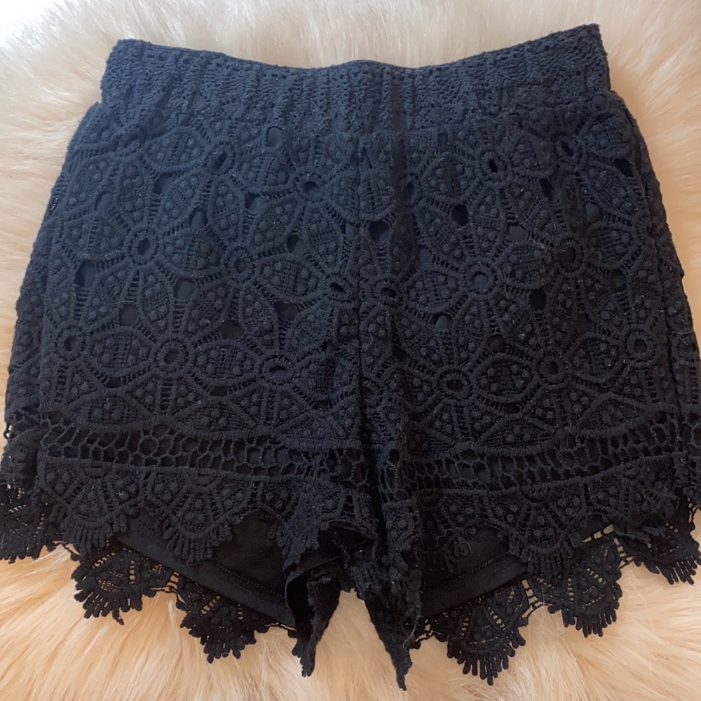 Black crochet shorts